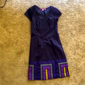 Boden Navy Empire Waist Grosgrain Sheath Dress